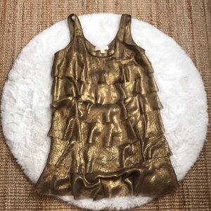 MICHAEL Michael Kors Gold Camisole Dress with Ruffled Layers NWOT